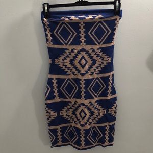 Tribal Bodycon Strapless Dress